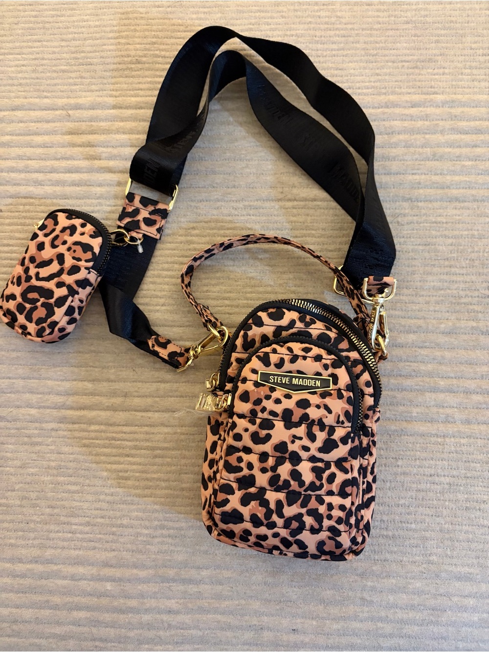 Steve Madden Leopard Print Crossbody Bag with Removable Strap Pouch